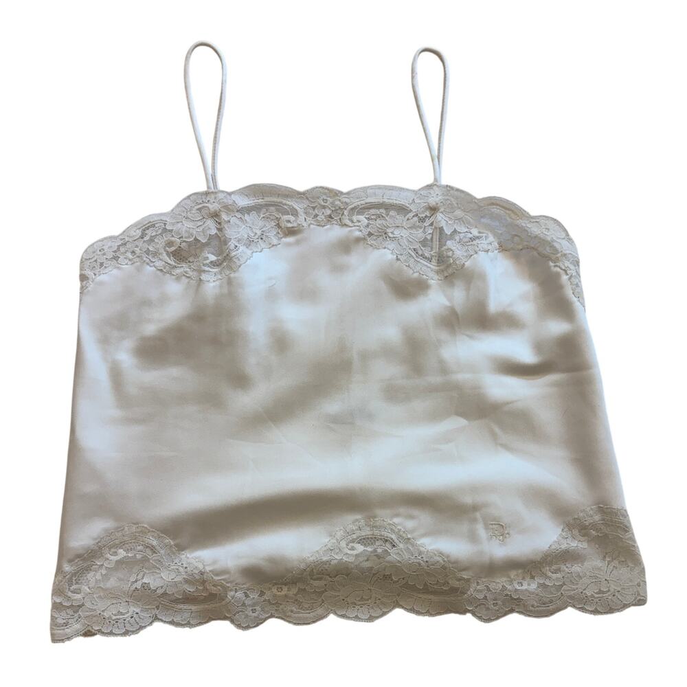 Christian Dior Satin and Lace Cream Cami Size Small